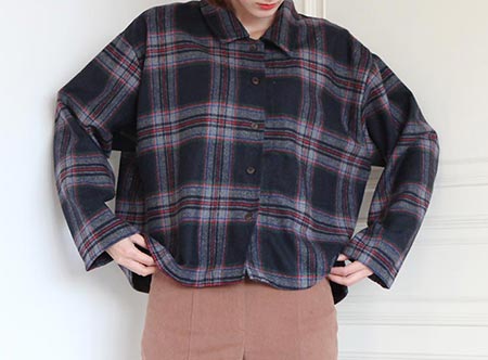 check wide crop shirts (3 colors) 