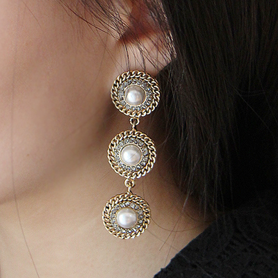 antique 3 pearl earring