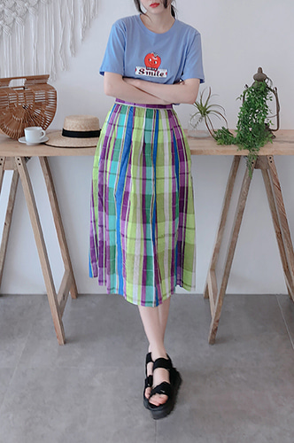 multicolor check skirt (2 colors)