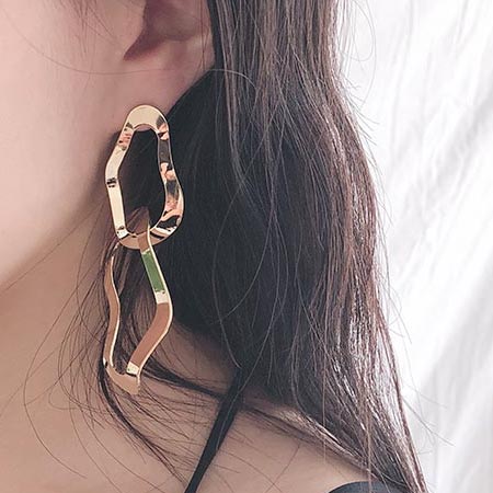 wave double ○ earrings (2 colors)