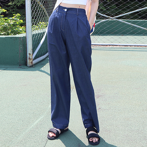 simple wide denim pants (2 colors)