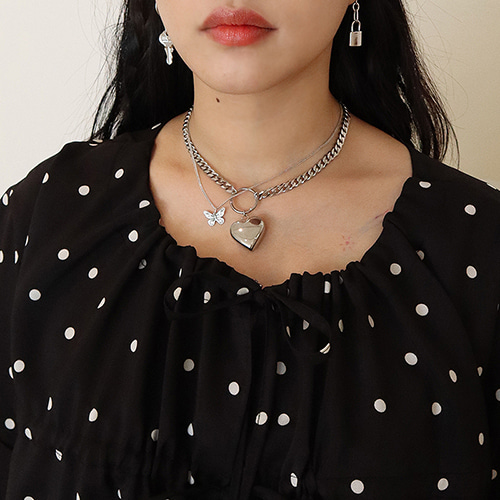 heart bold chain necklace (2types)