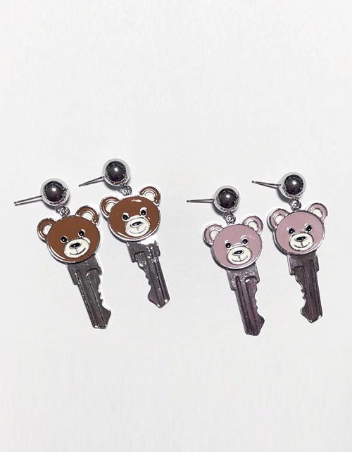 bear key earrings (2 colors) 925은침