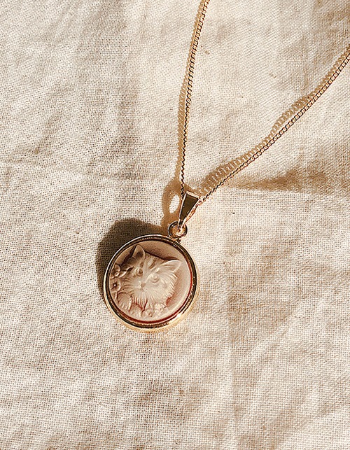 cat cameo earring &amp; necklace