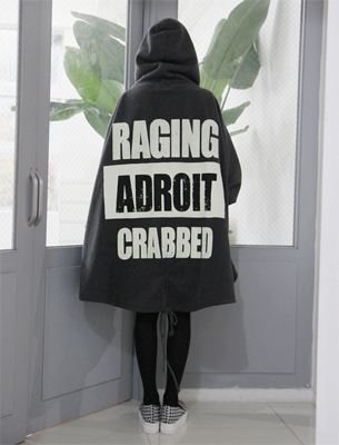 RAGING ADROIT CRABBED hood poncho (only gray)