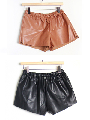 slit faux leather shorts (2 color)