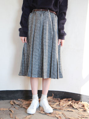 hound tooth check  pleats skirt(with belt) 2 color