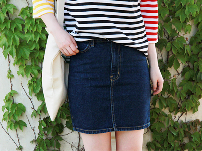 basic denim mini skirt (2 colors/ 2 sizes)