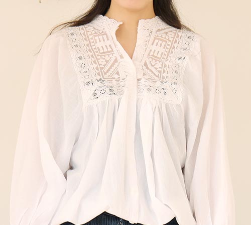 square lace  blouse (2 colors)