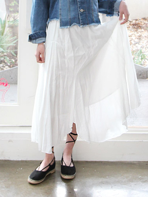 crinkle chiffon long skirt (3 colors)