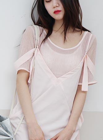 strap off shoulder layered dress(3 colors) 