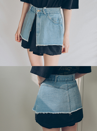 layered mini denim skirt (2 sizes)