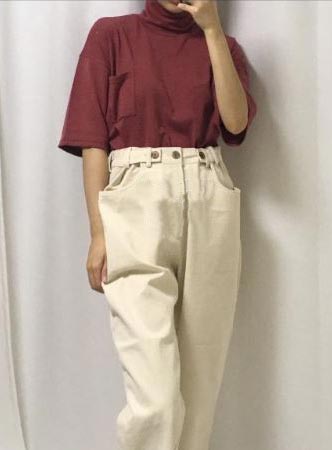 3 buttons raw roll-up pants