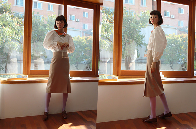 midi mono pleats skirt (3 colors)