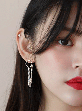 chain connection ○ ring earring (silver 925)