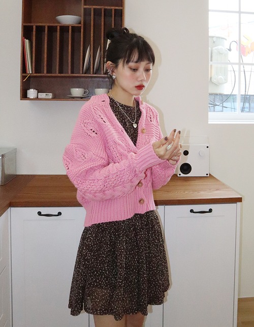 puff shoulder knit cardigan (5 colors)