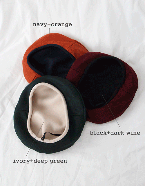 wool reversible beret(3 colors)