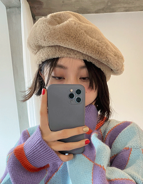 soft fur beret (4 colors)