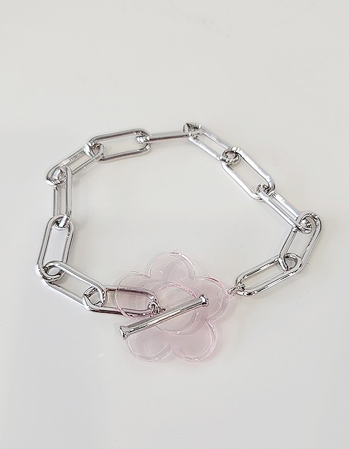 chain &amp; clear flower bracelet