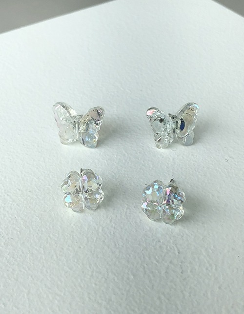 clear aurora mini earring (2 types)