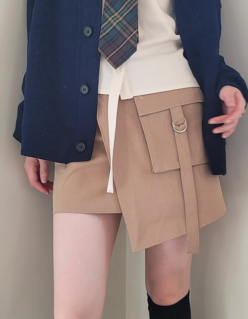 pocket unbalance skirts (2 colors)