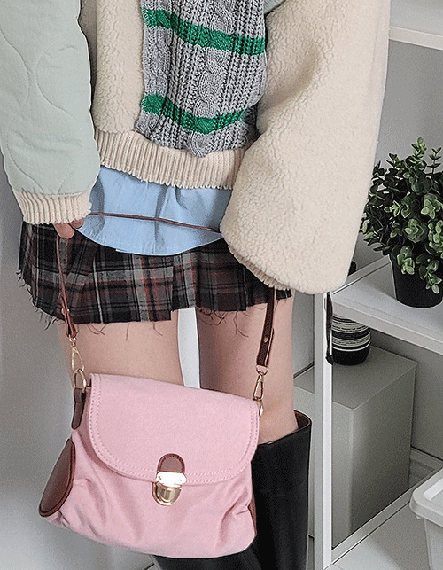 petit pink+brown shoulder bag