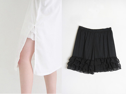 chiffon tiered shorts (only black)