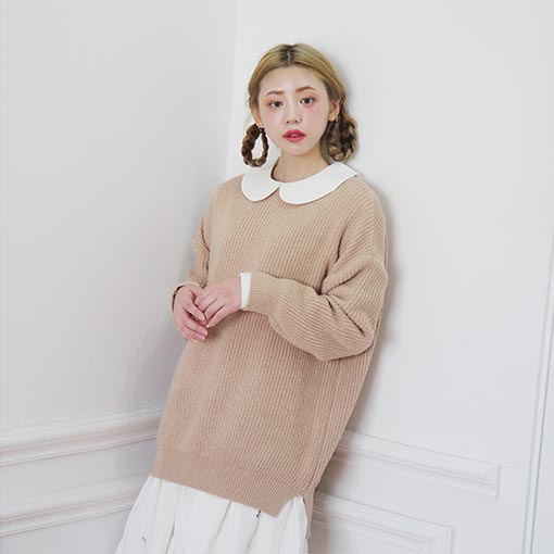 round long knit sweater (3 colors)