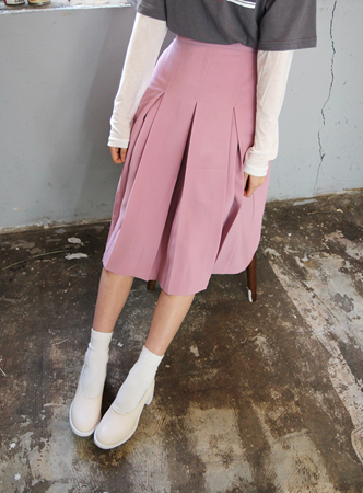 front pleat midi skirt (2 colors)