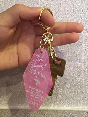 pink flamingo motel key ring