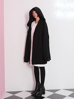 black oversize hoody cardigan