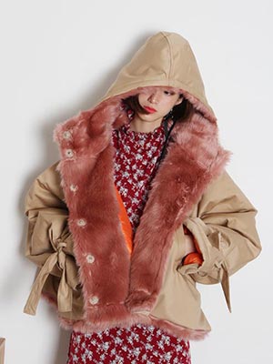 pink fur oversize jumper