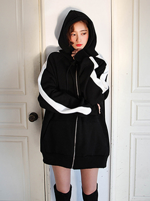 Thick line hood Zip-up (3 colors)