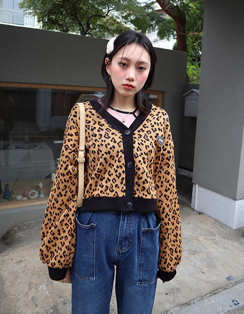 leopard short cardigan