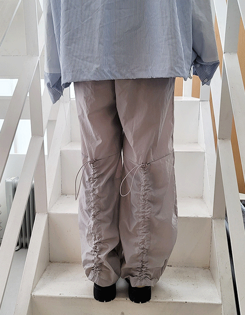 nylon back shirring pants (2 colors)