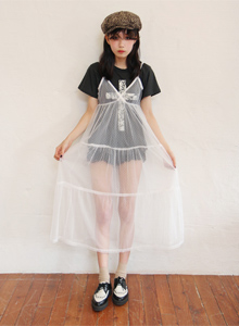 lace long sleeveless dress (2color)
