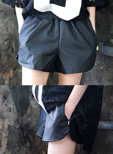 leather short pants (5color)