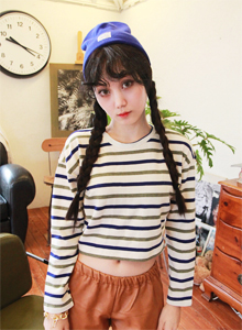 stripe boat neck T-shirts (3 color)