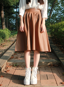 leather midi skirt (3color) 