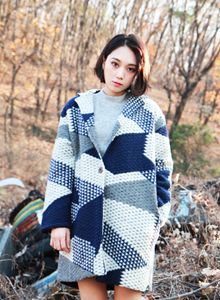 optical pattern wool coat (2 color)