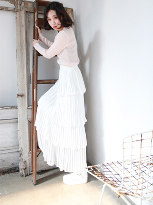 tiered long skirt (2color)
