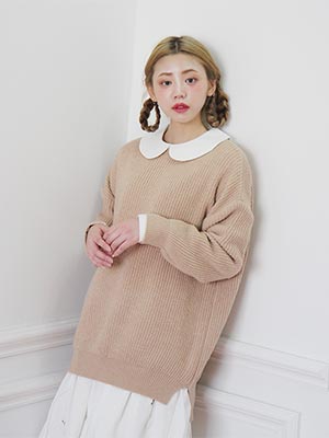 round long knit sweater (3 colors)