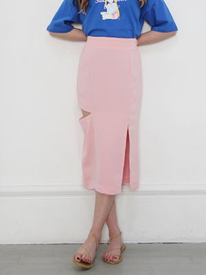 unbalance slit skirt (2 colors)