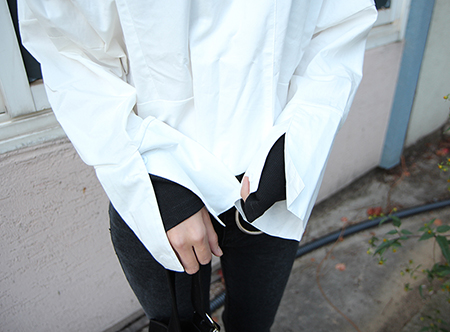 black &amp; white layered blouse