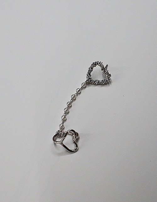 heart♡heart pearl chain earcuff