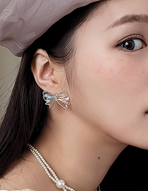 clear ribbon earring