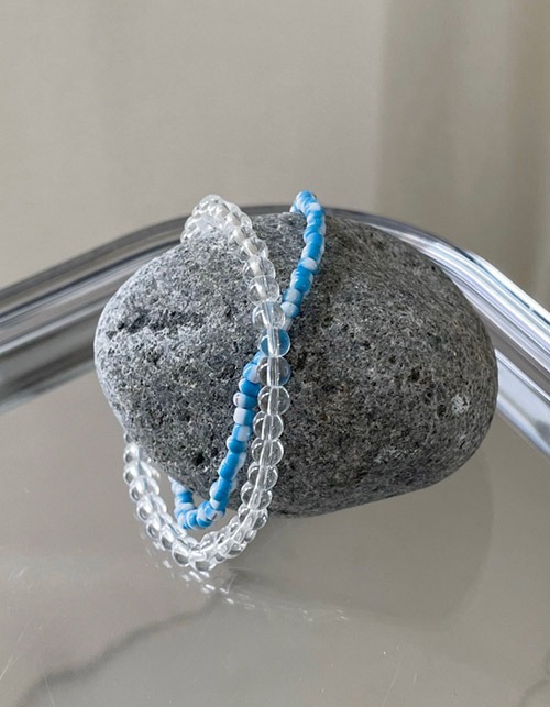 blue+clear beads 2set bracelet