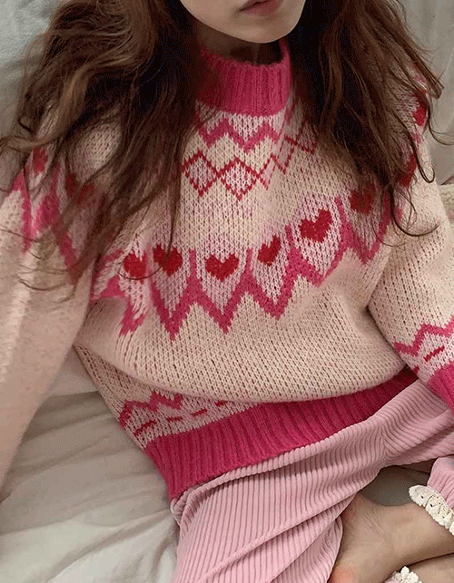하트 니트 스웨터(2 colors)