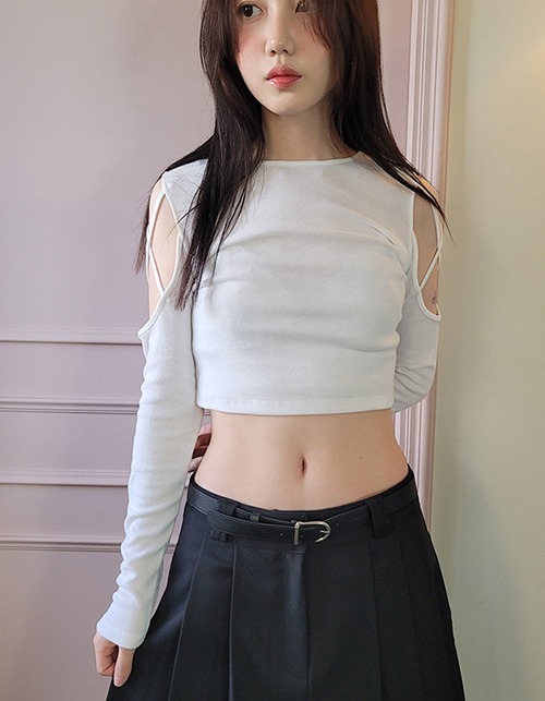 X cut out sleeves warmer cropped T-shirts (3 colors)
