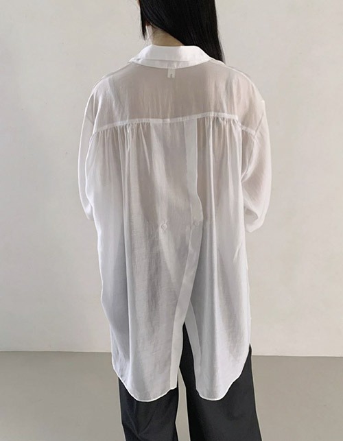 back slit  see through shirts(3 colors)